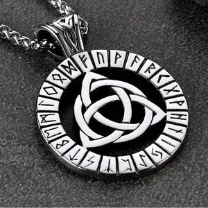STAINLESS STEEL TRINITY KNOT RUNE MEDALLION PENDANT